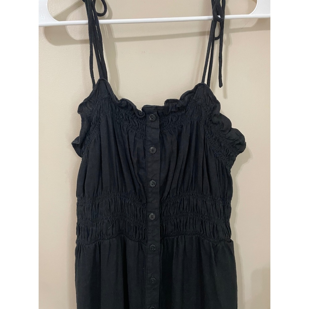 Universal Thread Black Linen Blend Button Front Smocked Midi Sundress Size M - Picture 3 of 8